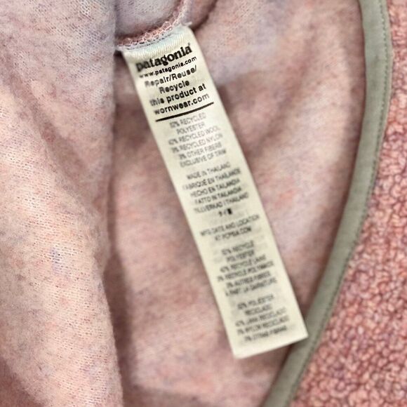 Patagonia Los Gatos 1/4 Zip Fleece Pullover Dusty Pink Fuzzy Winter Jacket Small - Picture 7 of 10
